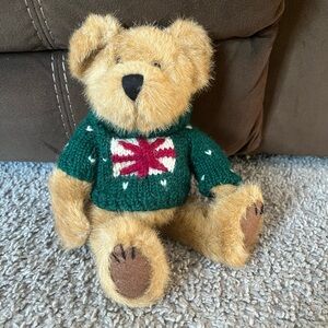 Boyds Bears Tan Stuffed Animal with Green Sweater